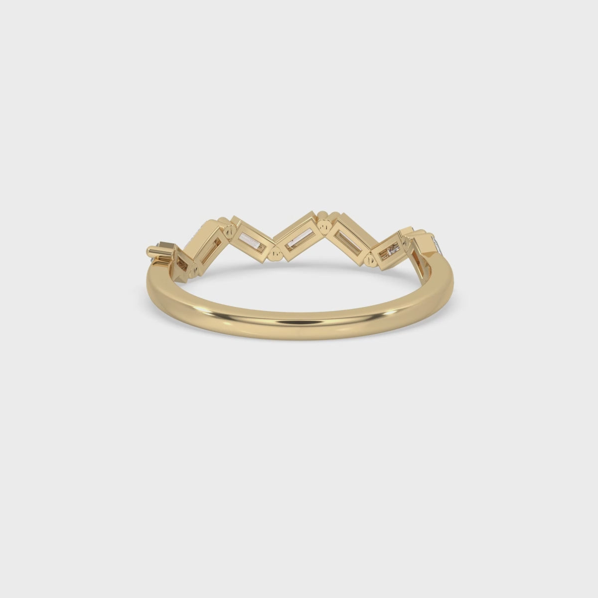 Baguette Wedding Band in Unique Zig Zag Design