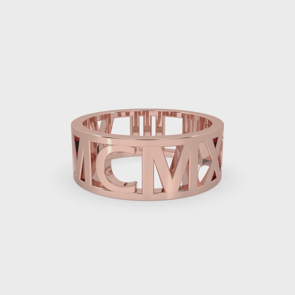 Roman Numeral Wedding Band - Rose Gold