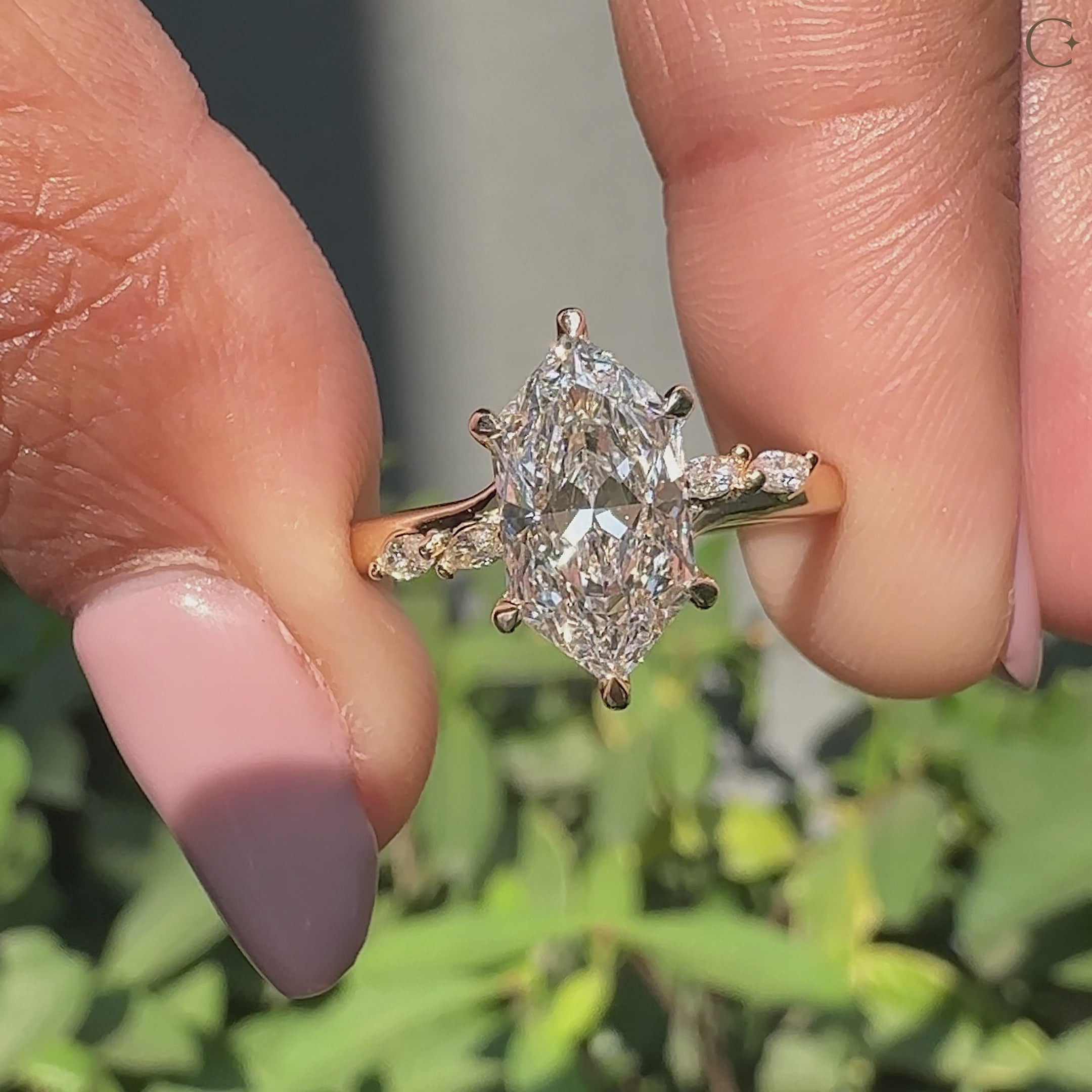 Dutch marquise ring with a six claw prong setting.
