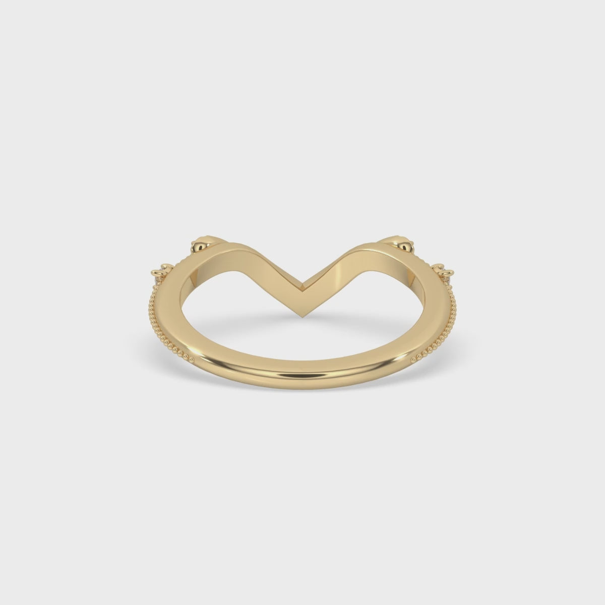 V Shaped Wedding Band - Milgrain Design