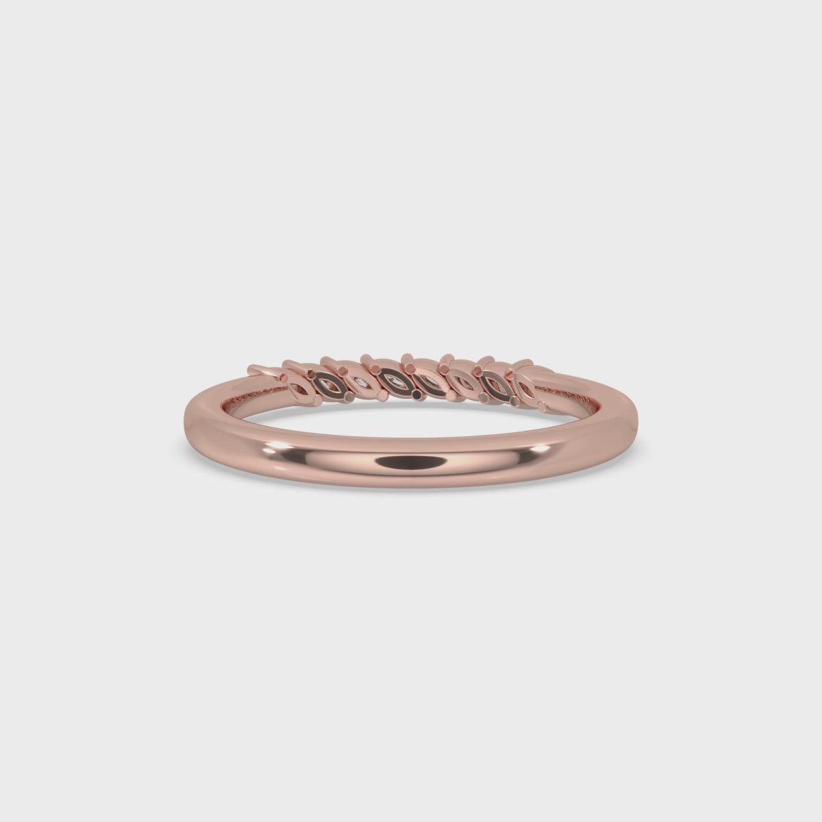 Marquise Cut Wedding Band In Rose Gold
