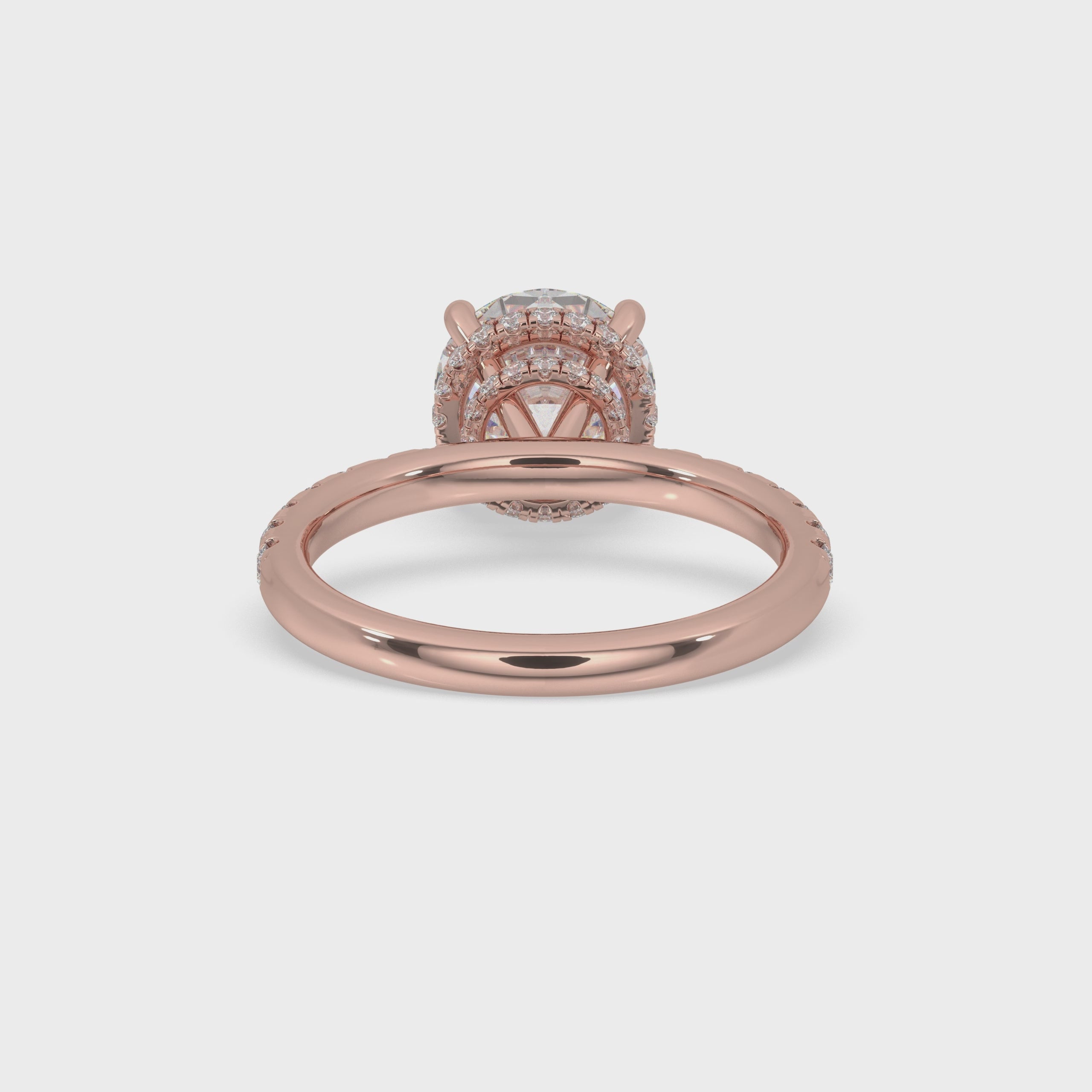 Round Diamond Double Hidden Halo Engagement Ring