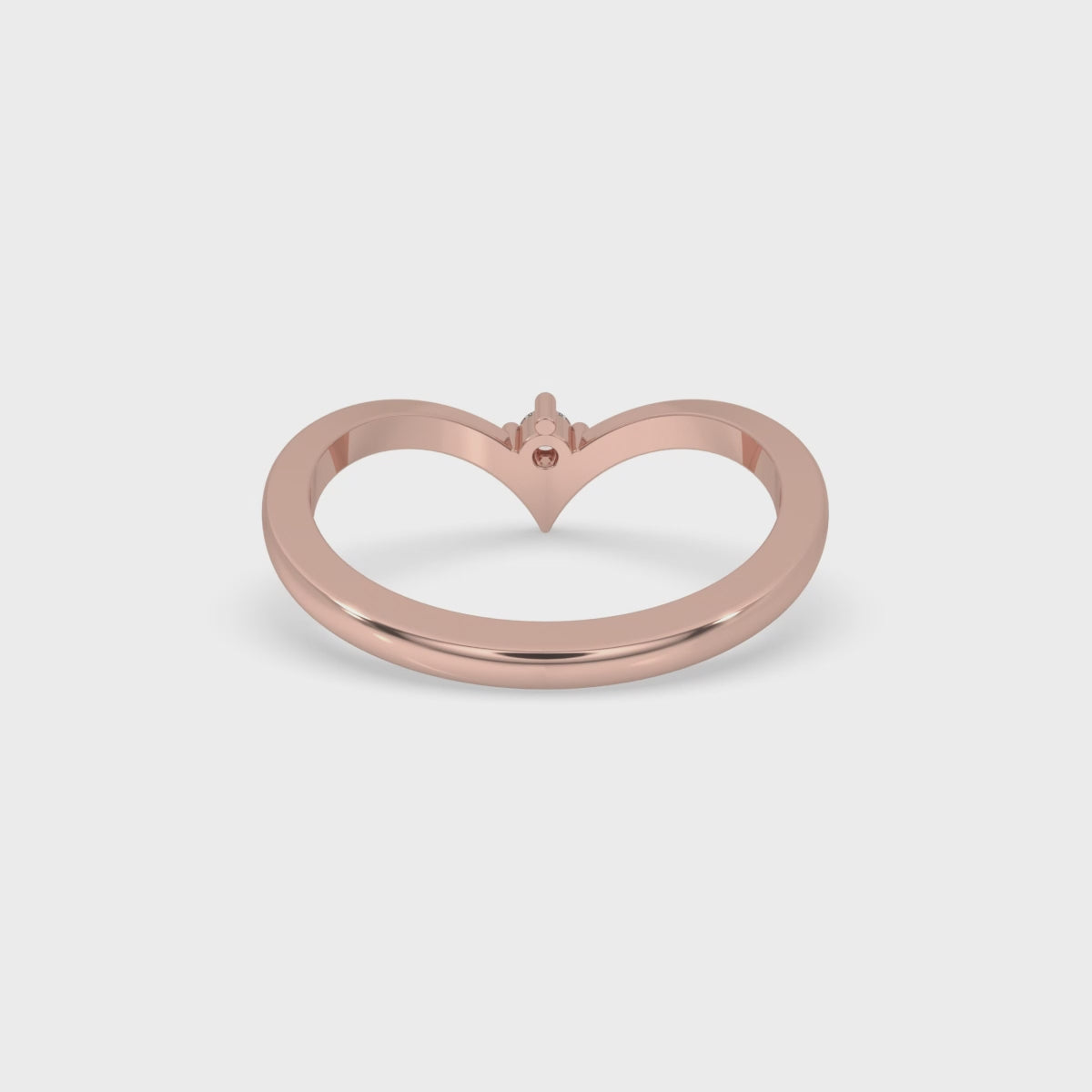 Gold Chevron Ring - Solitaire Round Diamond