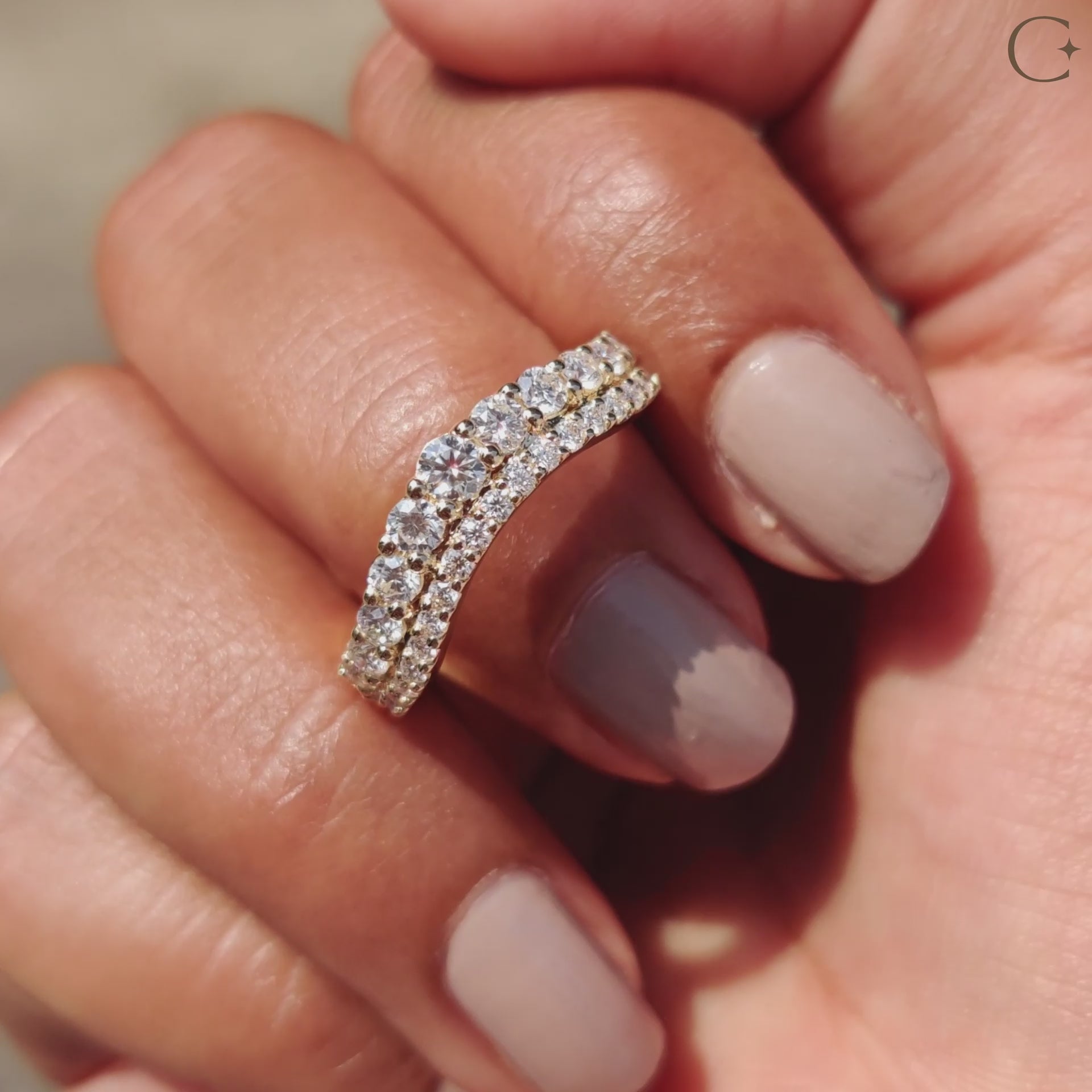 Half Eternity Wedding Band - Double Row  Style