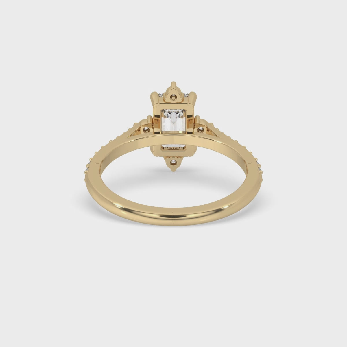 Unique Engagement Ring - Emerald With Round Side Stones