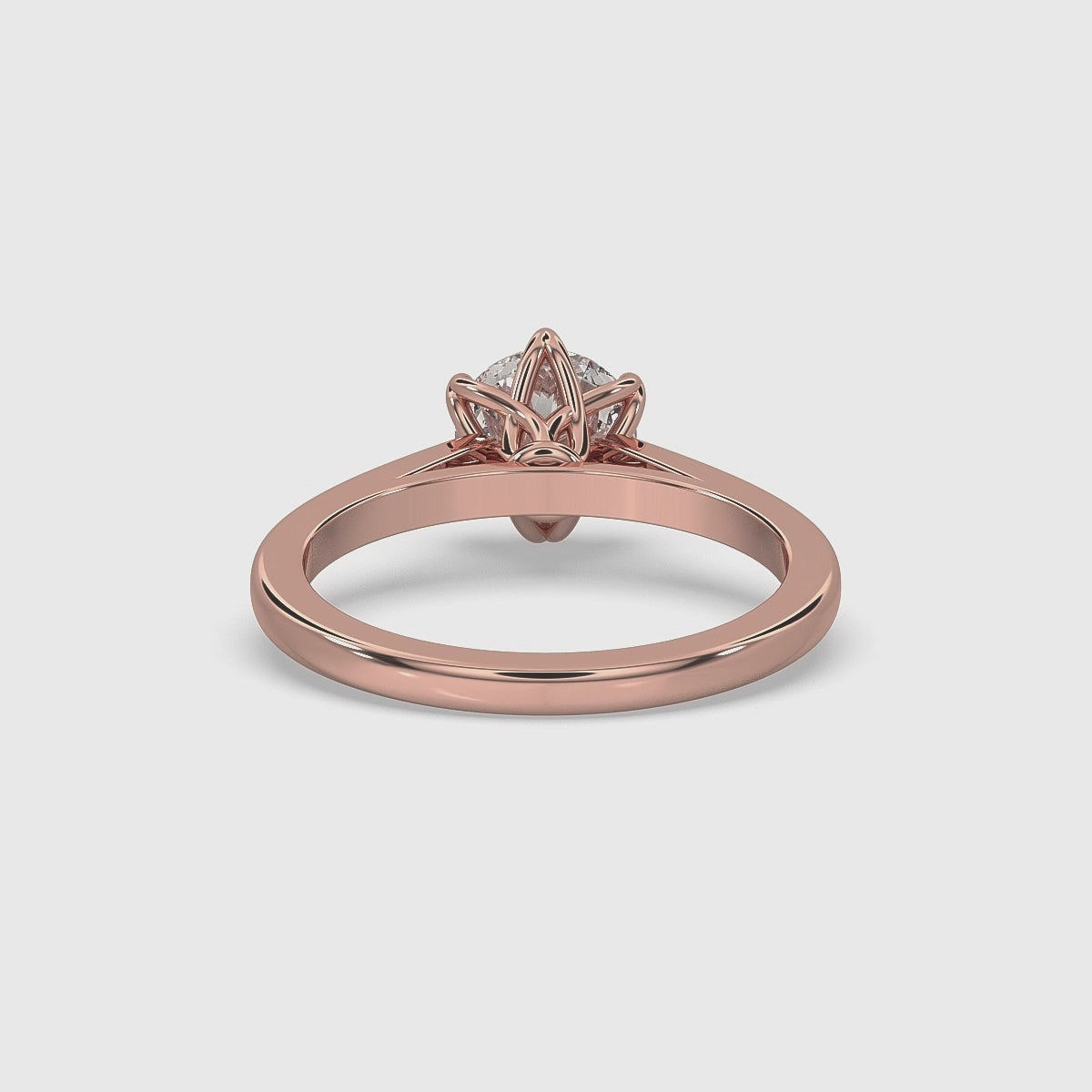 Round Cut Diamond Ring With 6 Prong Setting in Gold
