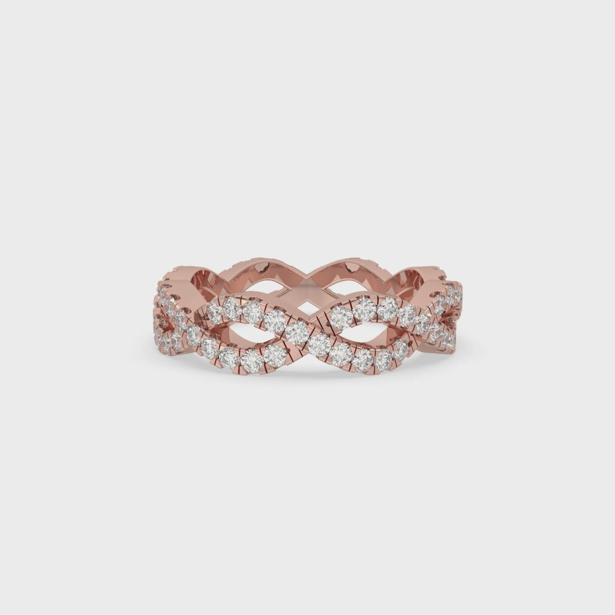 Round Diamond Wedding Band - Twisted Pave Design