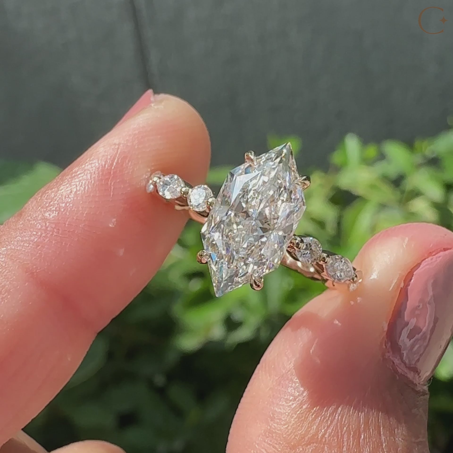 Open gallery ring with 4 claw prong setting.