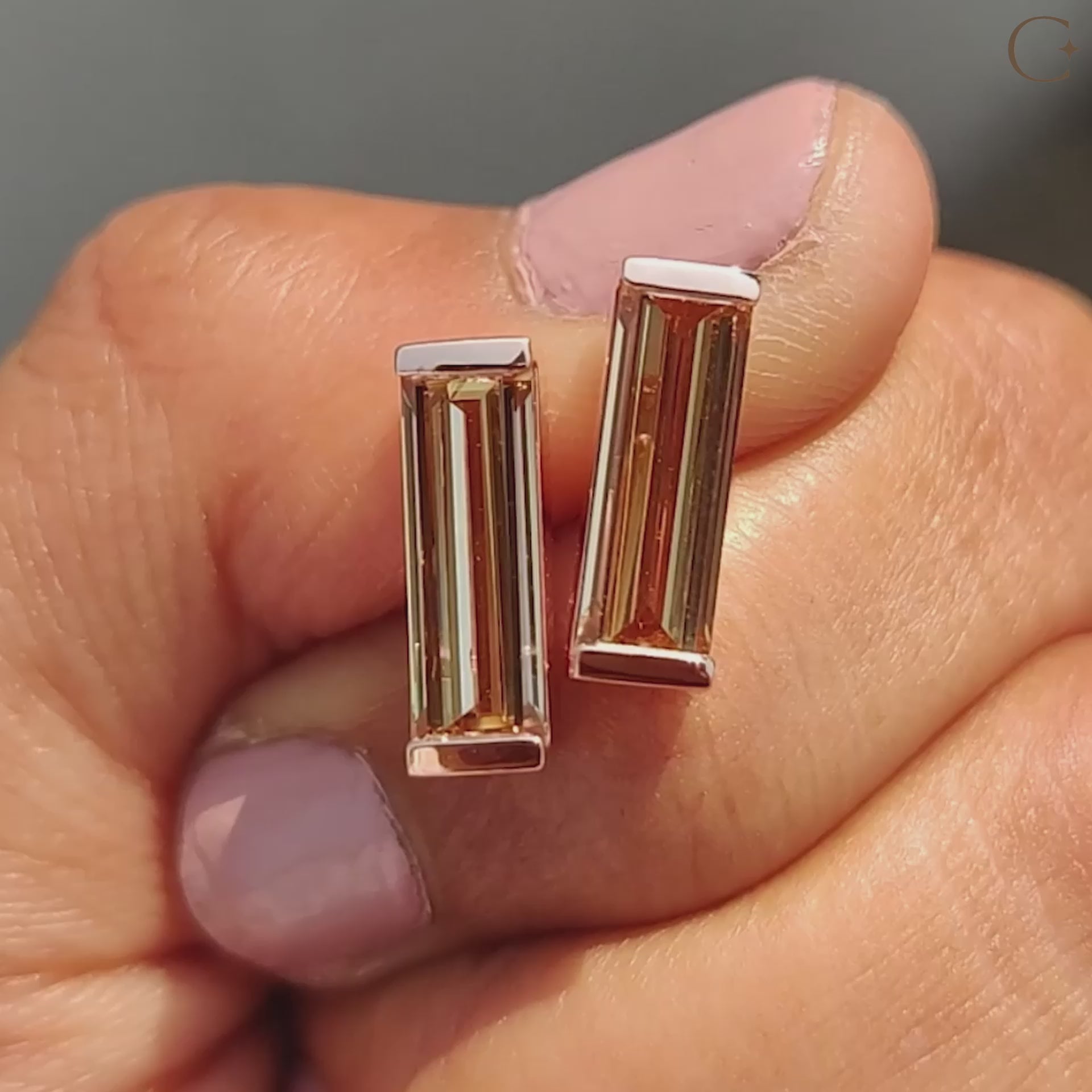 Baguette cut earrings made in Bar Setting Earrings design for handmade jewelry collections.
