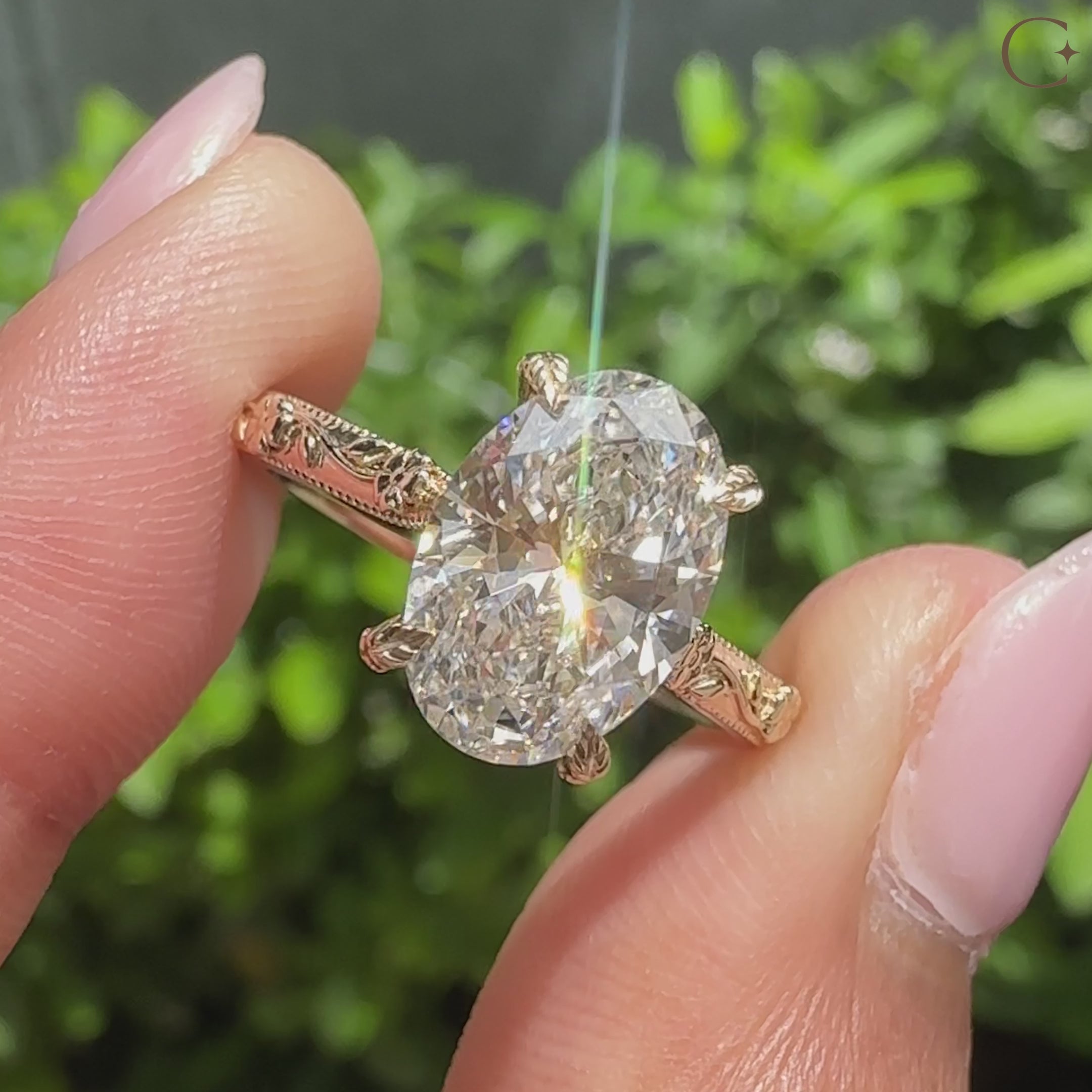 Round cut hidden halo solitaire engagement ring.
