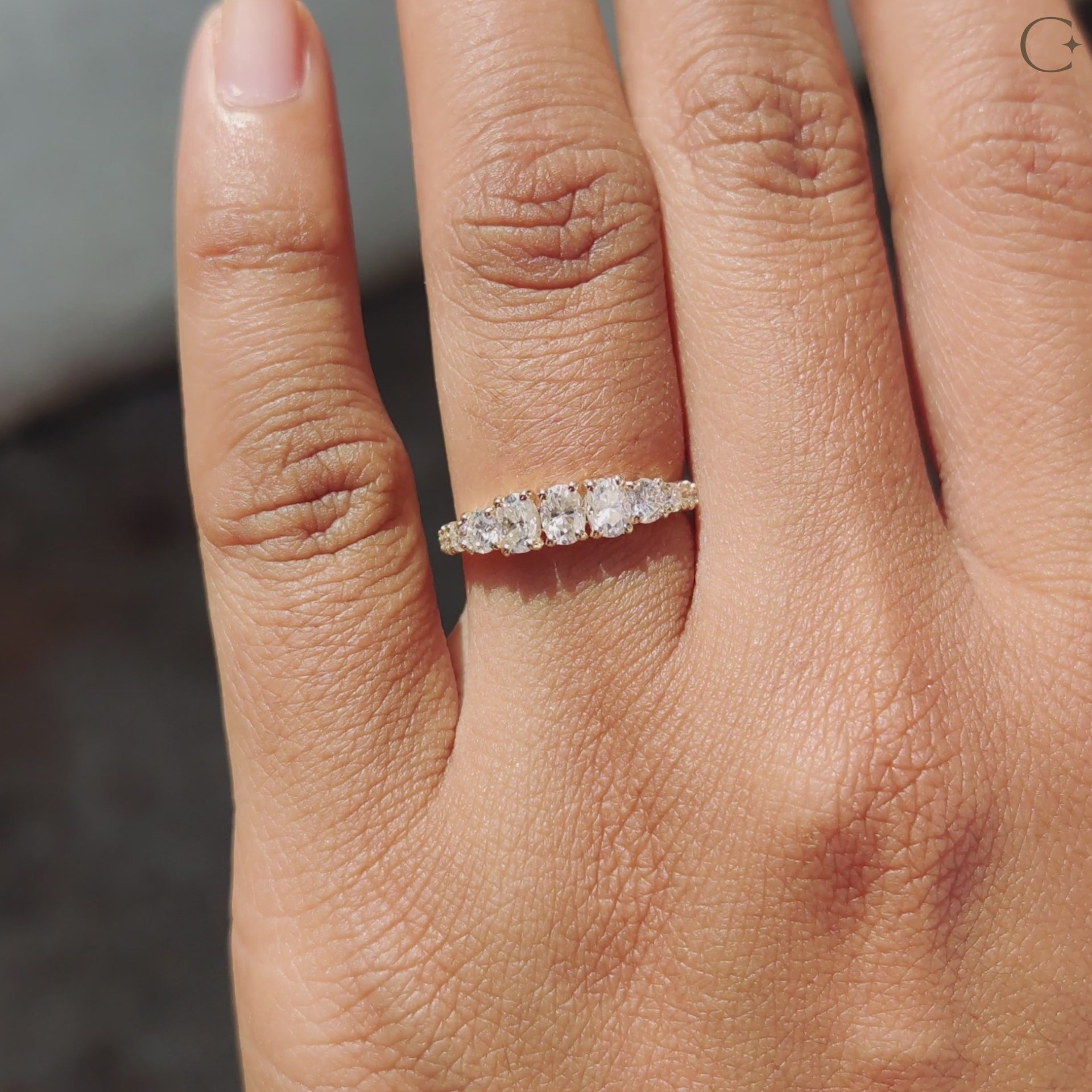 Half Eternity Oval Cut Diamond Band