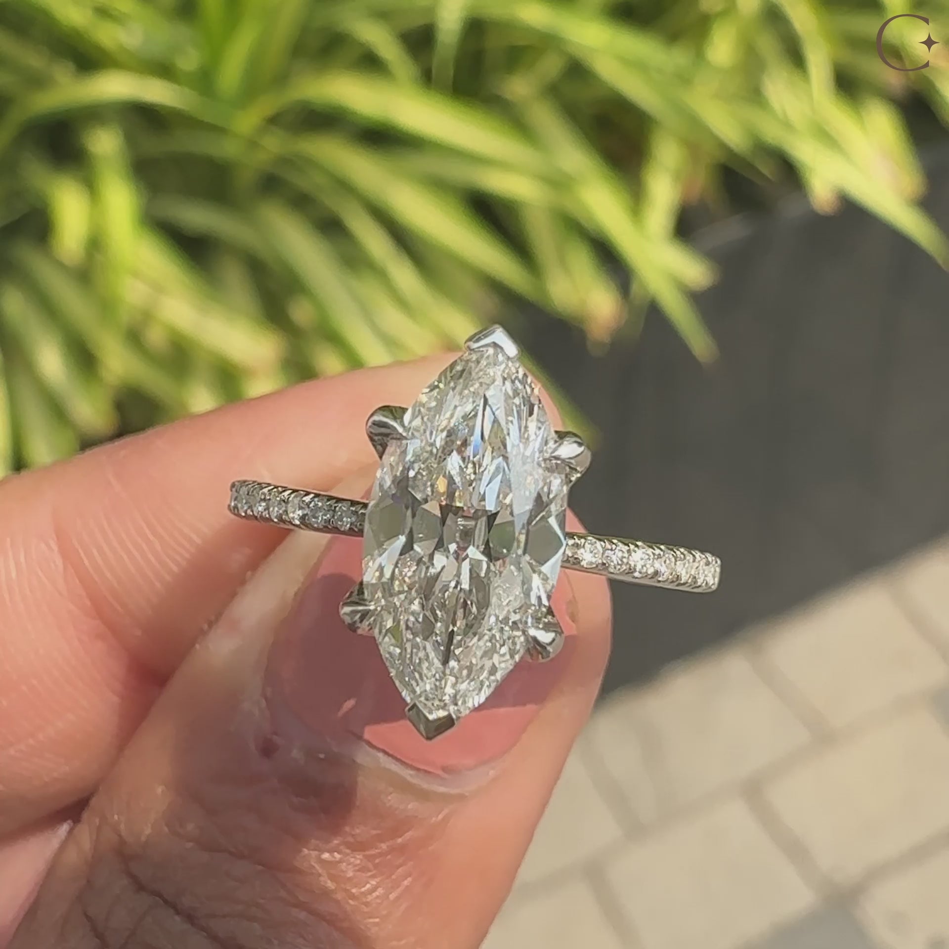 Marquise Cut Diamond Ring With Tulip Prong