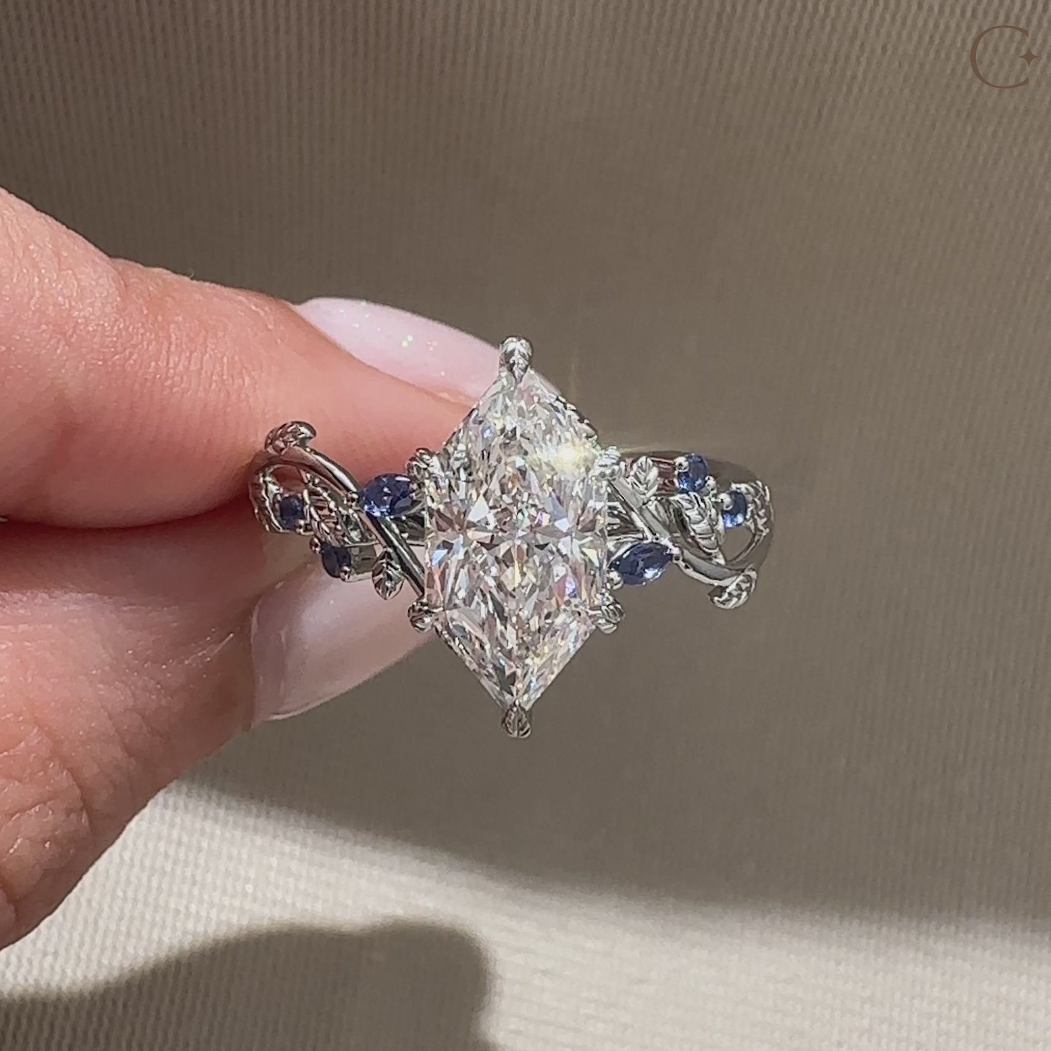 Dutch marquise diamond ring in nature inspired style
