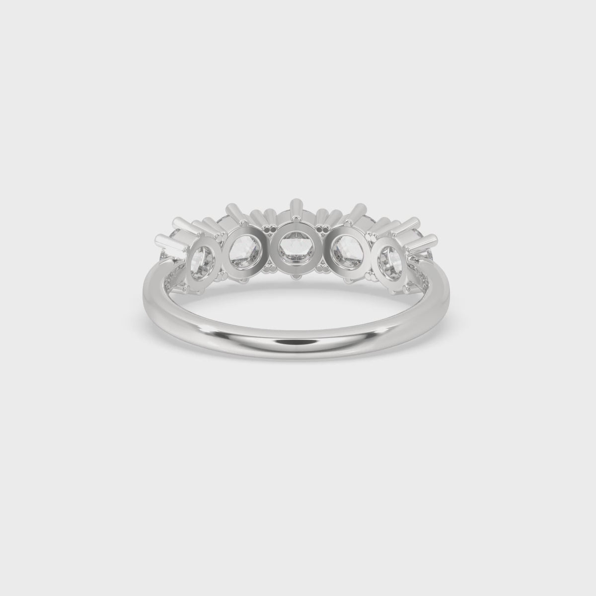 5 Stone Round Rose Cut Diamond Band
