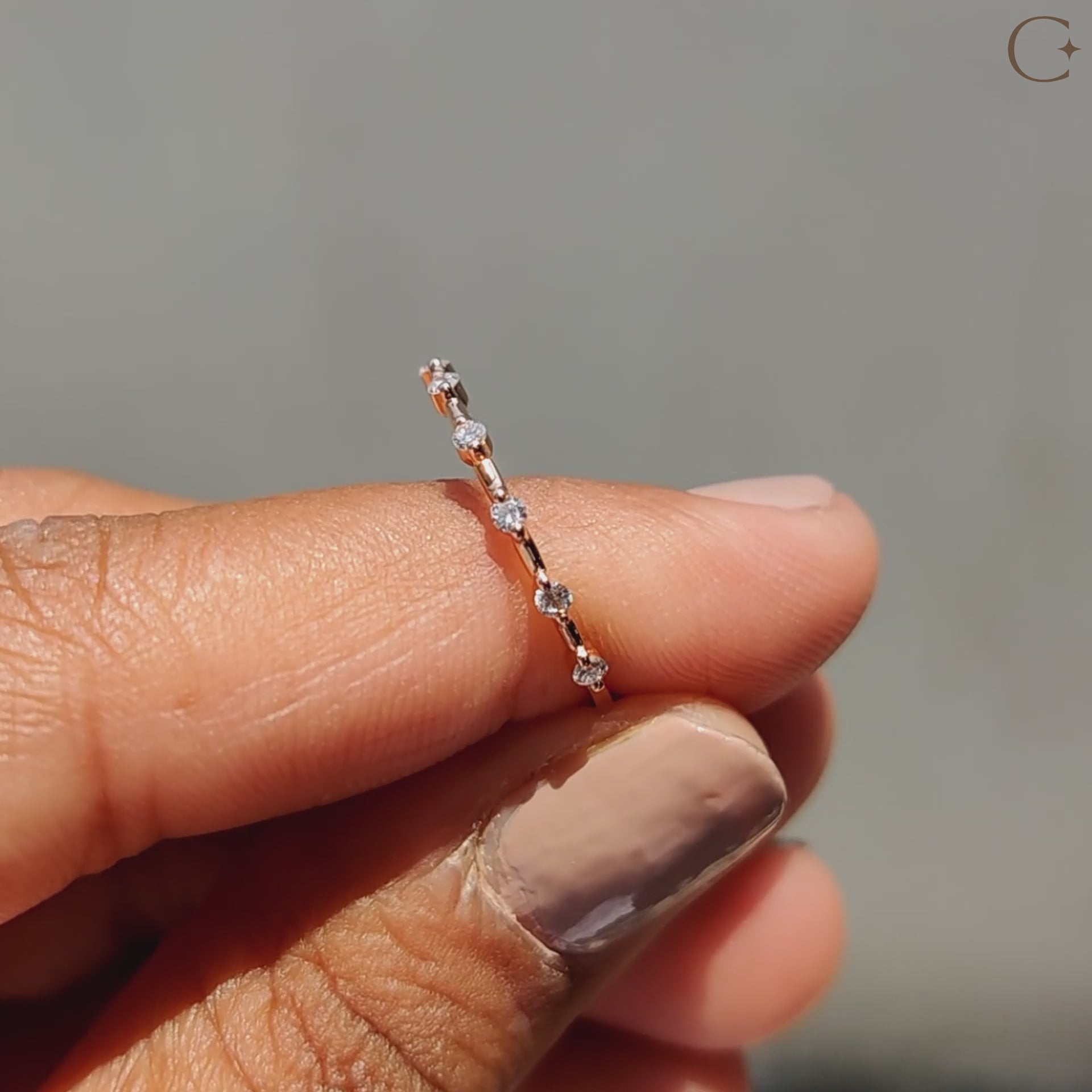 Gold Wedding Band - Distance Pave