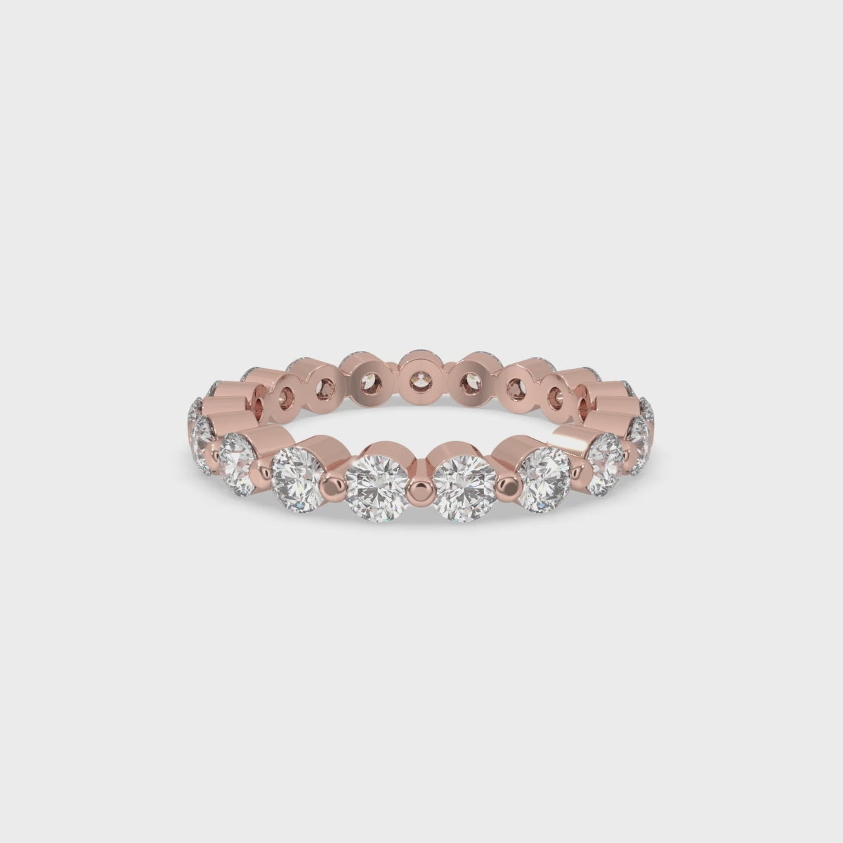 Shared Prong Wedding Band - Brilliant Cut Diamond