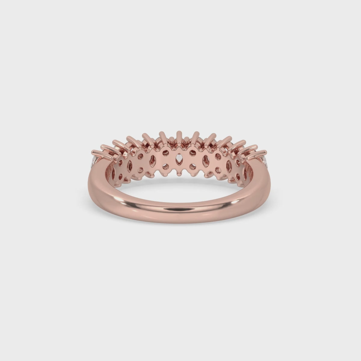 Shared Prong Wedding Band In Rose Gold