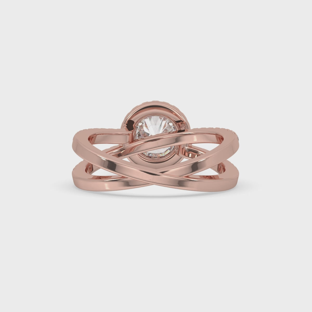 Gold Crossover Ring with Round Diamond for Timeless Style