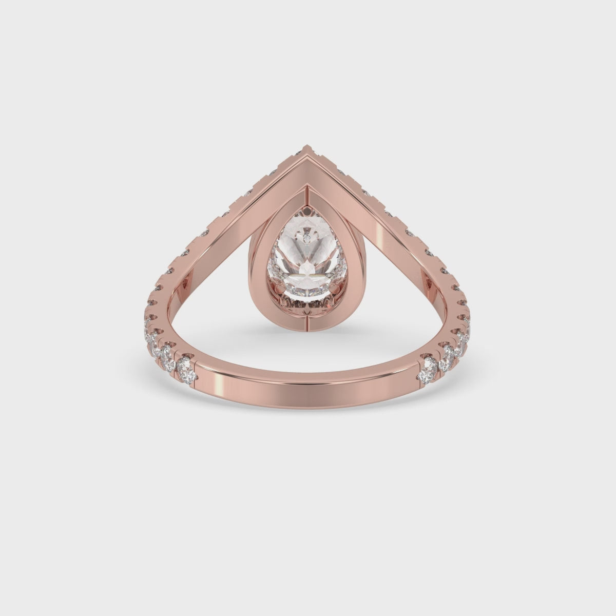 Pear Halo Engagement Ring With Chevron Style