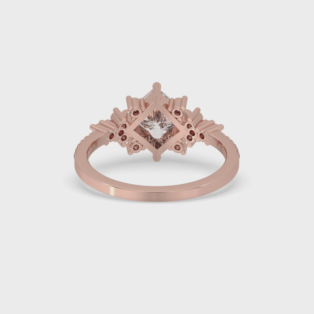 Two Carat Princess Cut Diamond Engagement Ring in Rose Gold