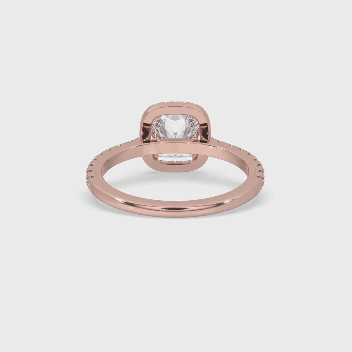 Cushion Halo Engagement Ring With Pave Band