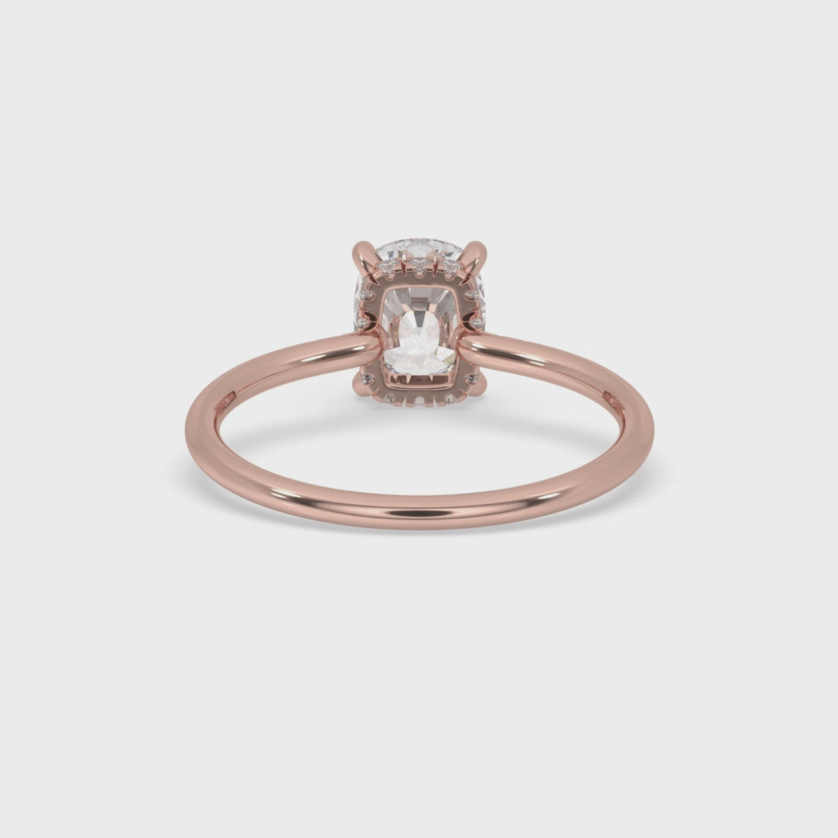 Elongated Cushion Cut Engagement Ring - 6 Round Side Stones