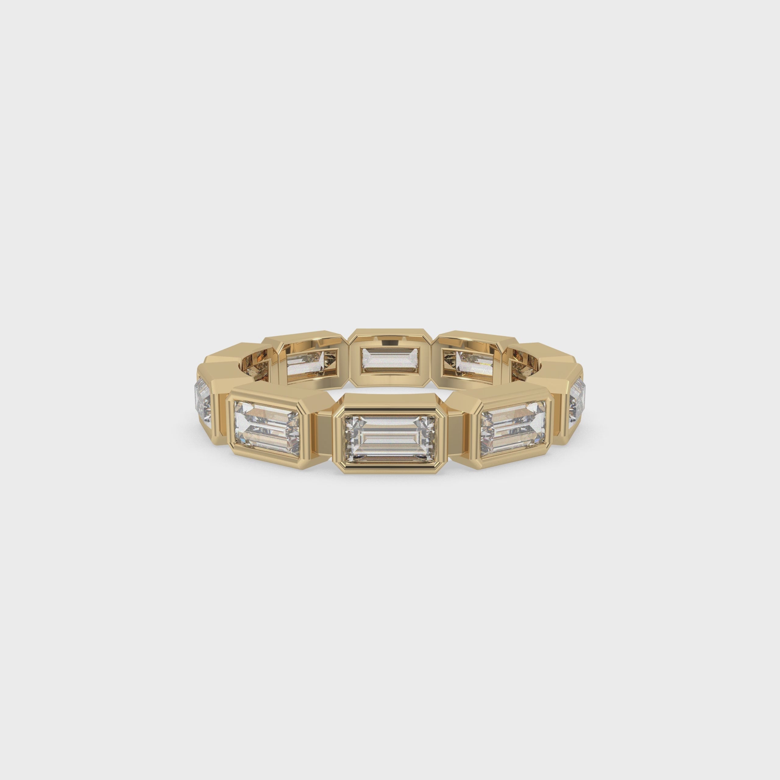 Bezel Wedding Band –  Baguette Cut Diamond