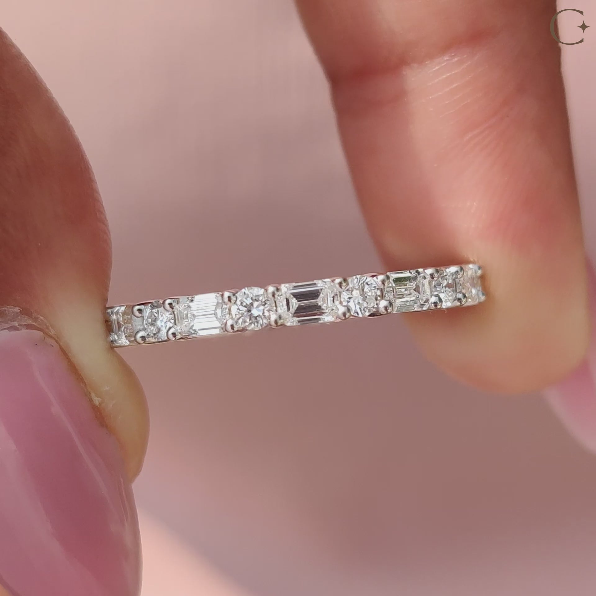 Emerald Cut Diamond Band - Gold Eternity