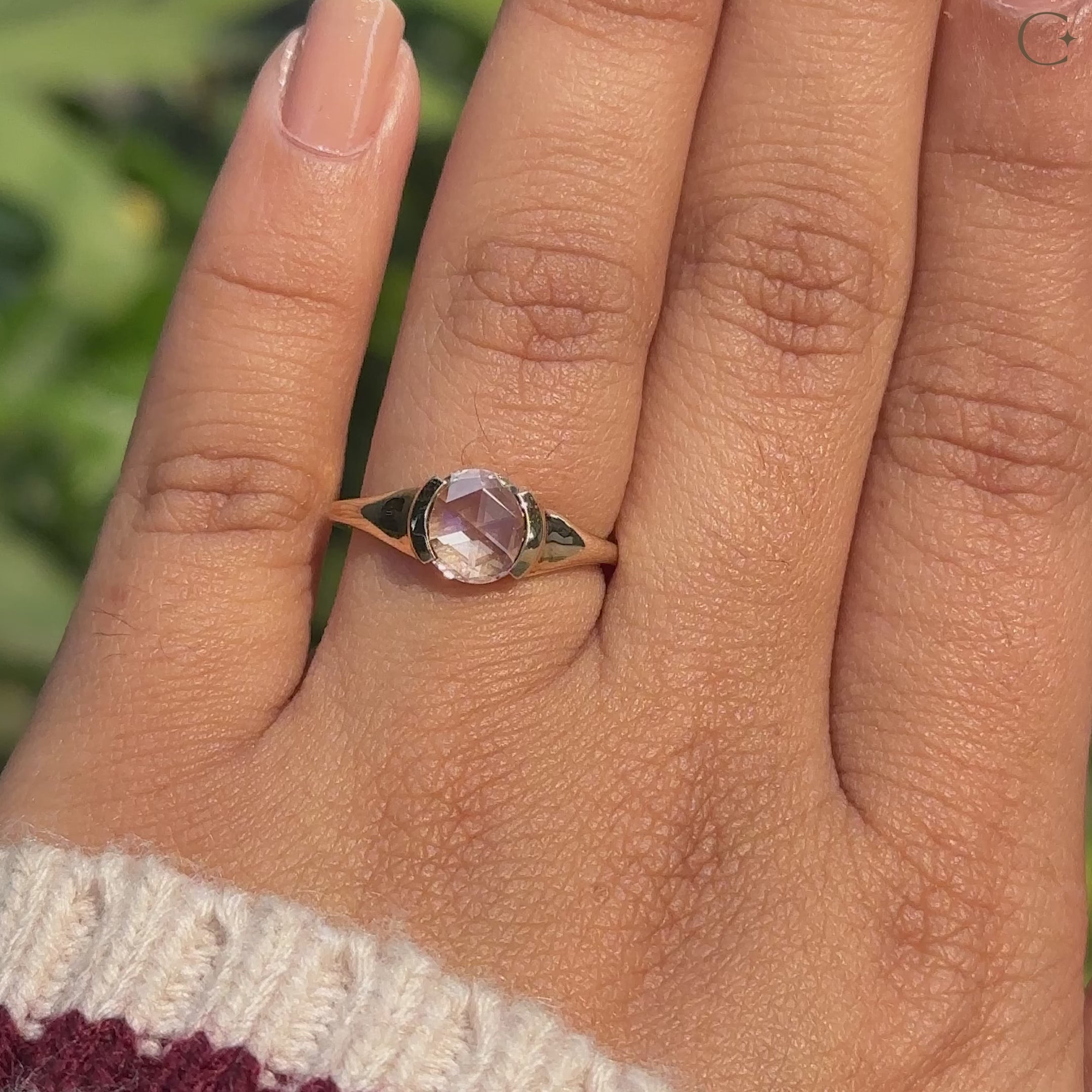 Semi bezel style lab grown diamond ring.
