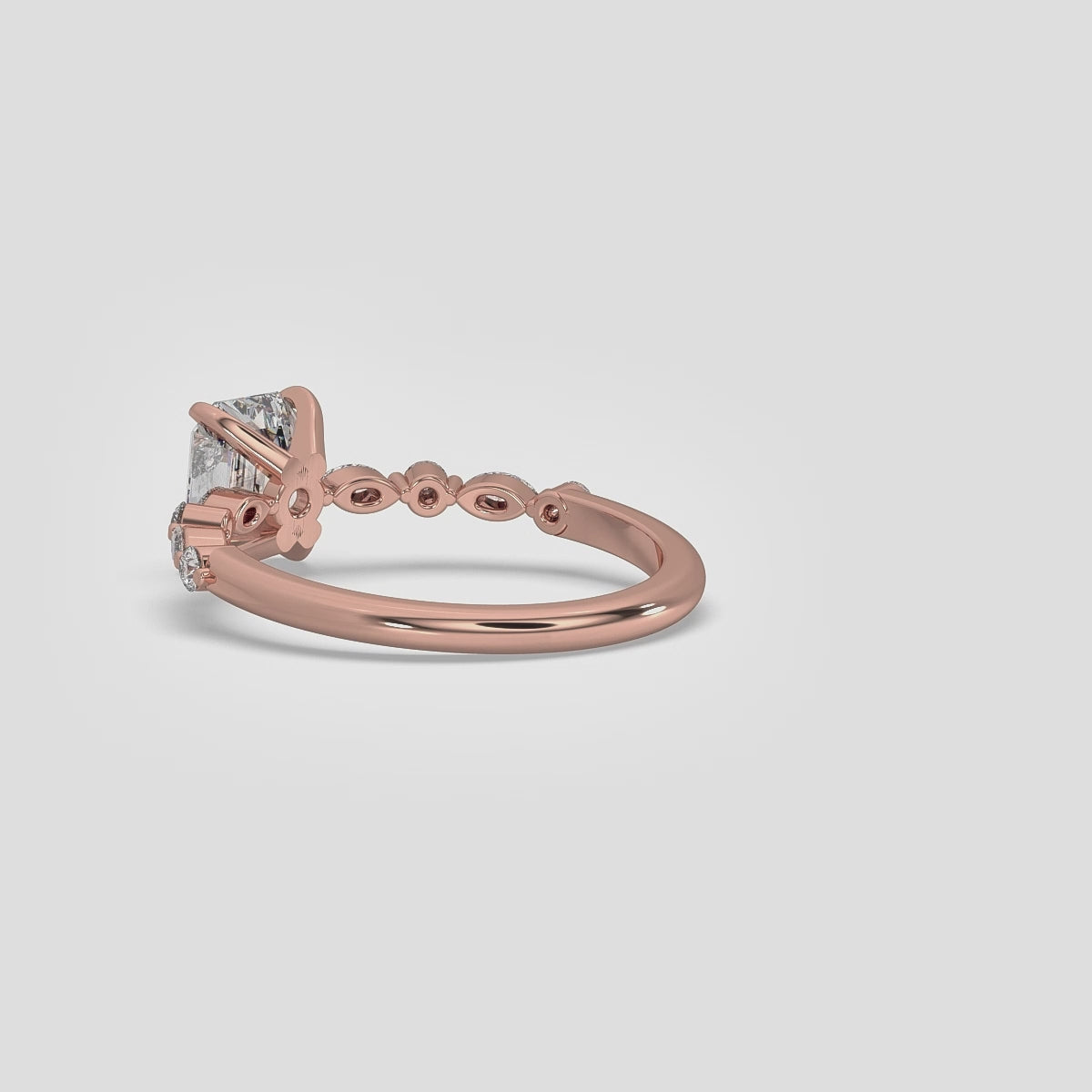 Emerald Cut Engagement Ring - Floating Style