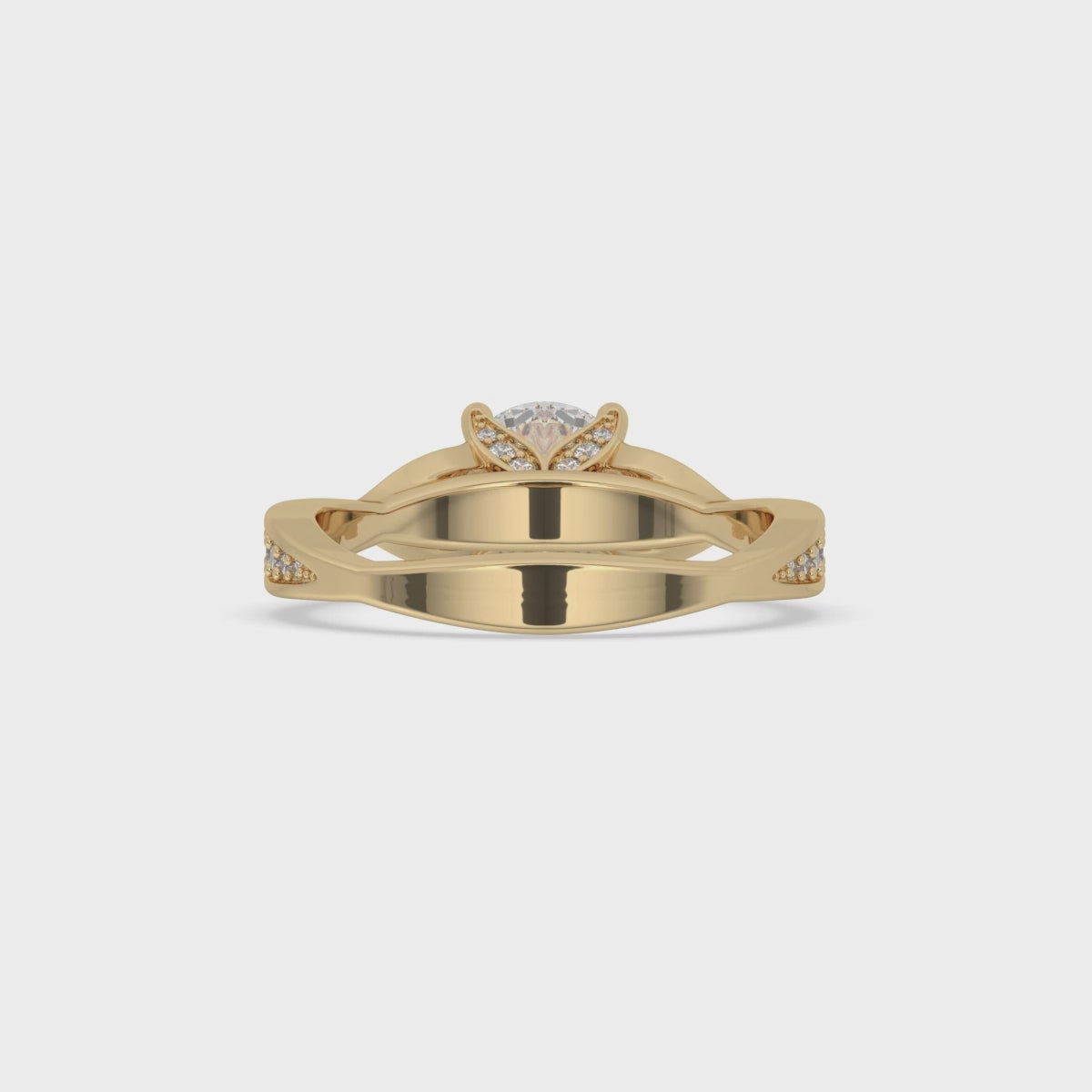 Round Cut Diamond Cathedral Engagement Ring