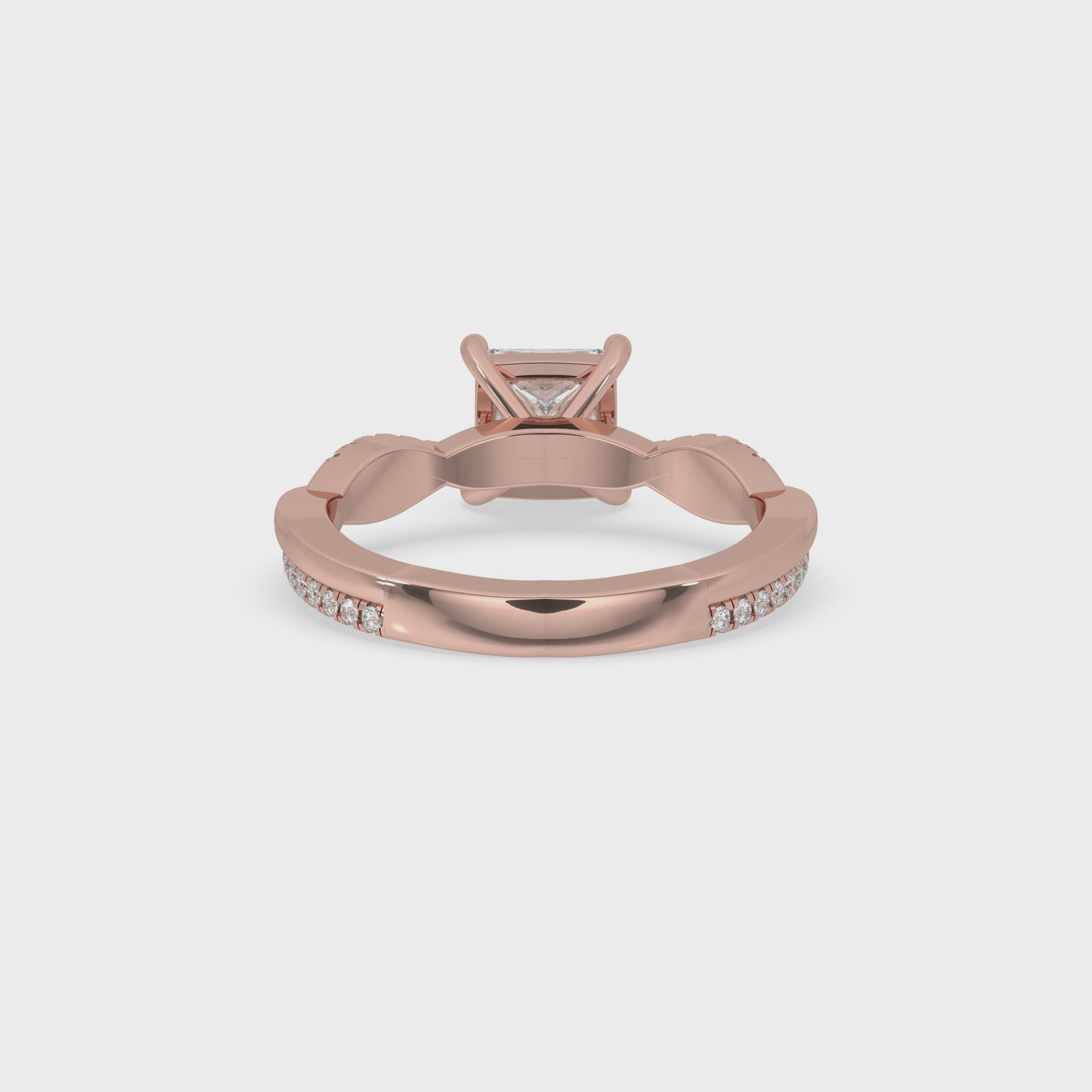 Princess Cut Twisted Band Engagement Ring