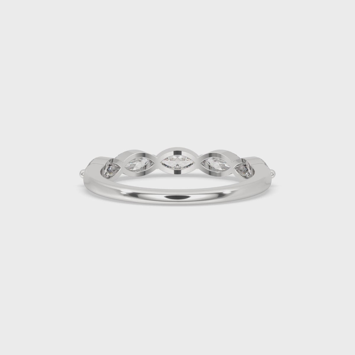 Half Eternity 5 Stone Wedding Band In white Gold