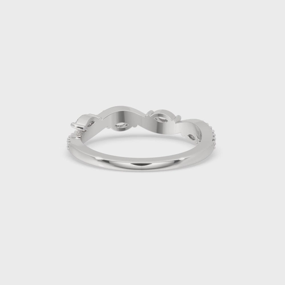 Twisted Wedding Band – Unique Round Diamond Setting