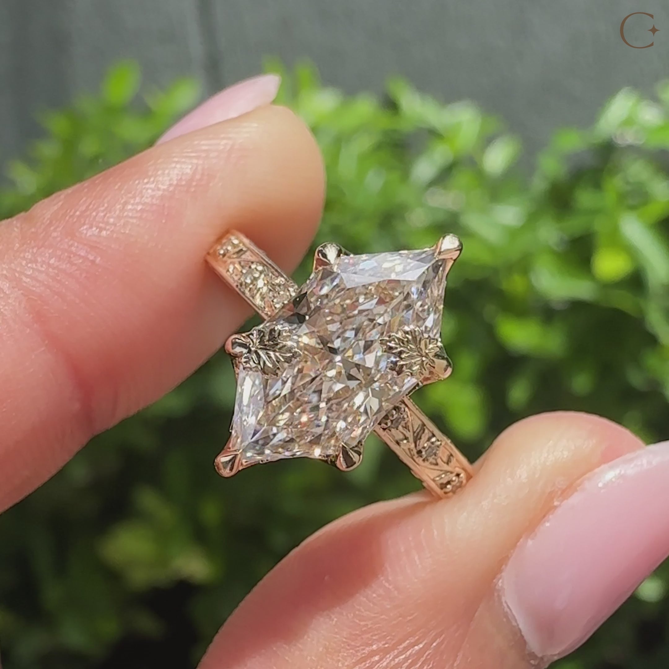 Dutch marquise center diamond with round diamond accents
