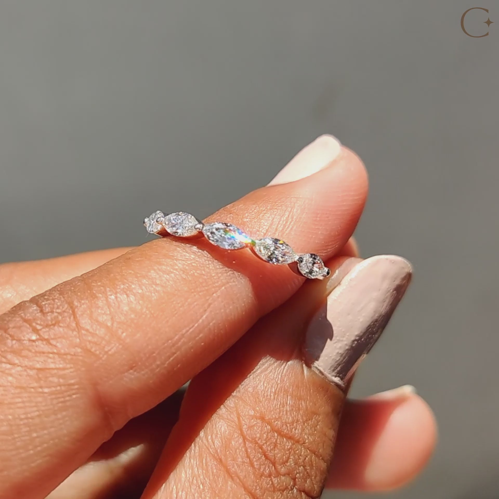 Half Eternity 5 Stone Wedding Band In white Gold
