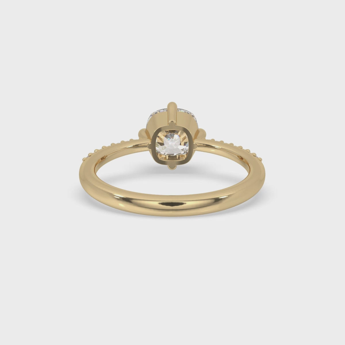 Cushion Cut Diamond Compass Prong Setting Engagement Ring