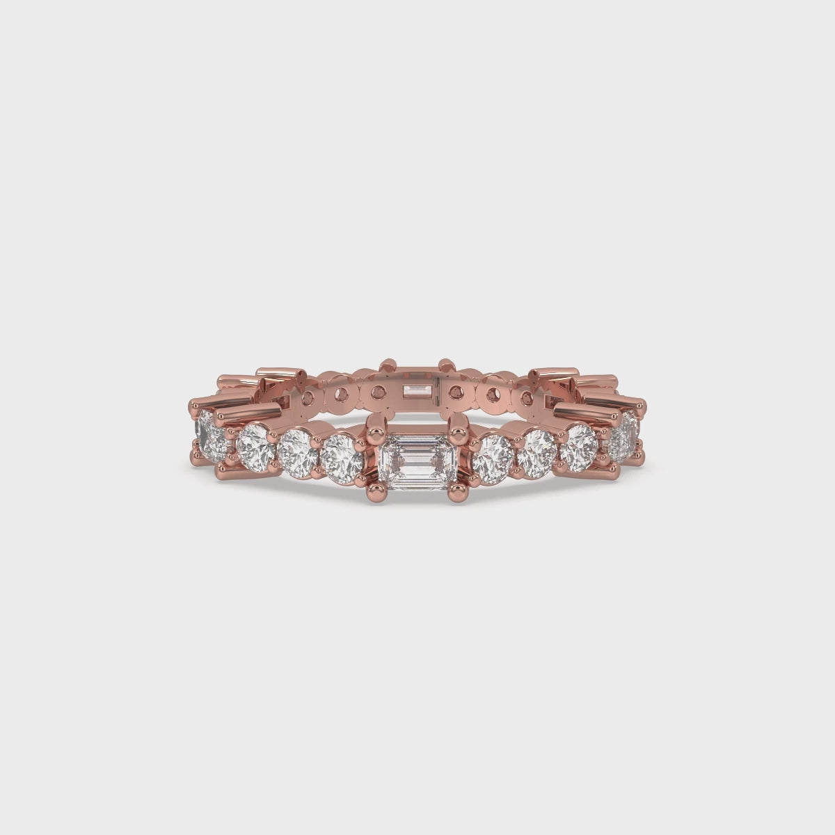 Unique Emerald Eternity Band - Rose Gold
