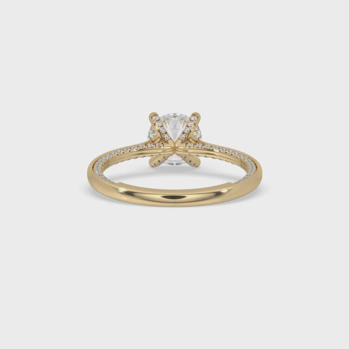 Cathedral Setting Engagement Ring - Hidden Pave Band