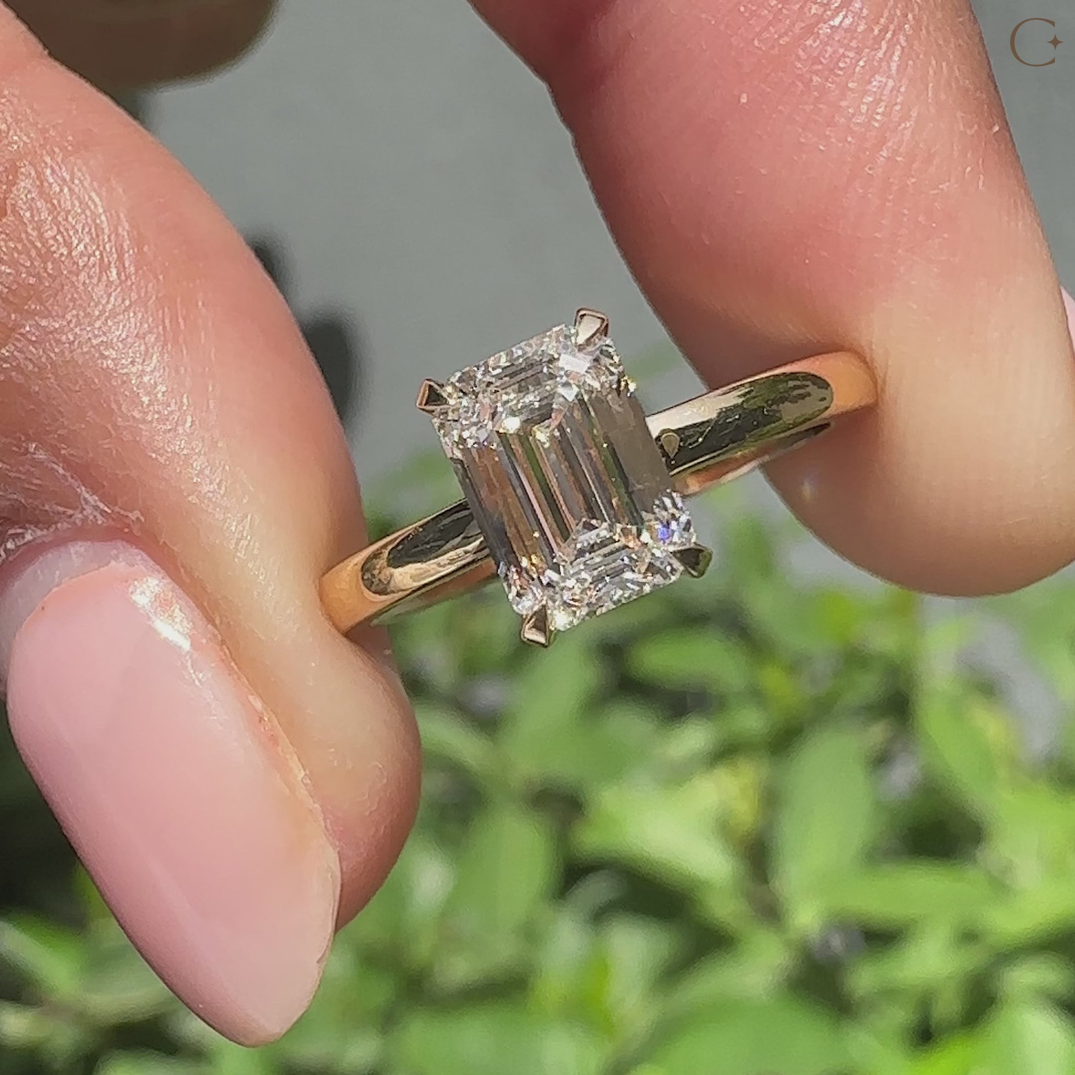 Handmade emerald cut diamond ring