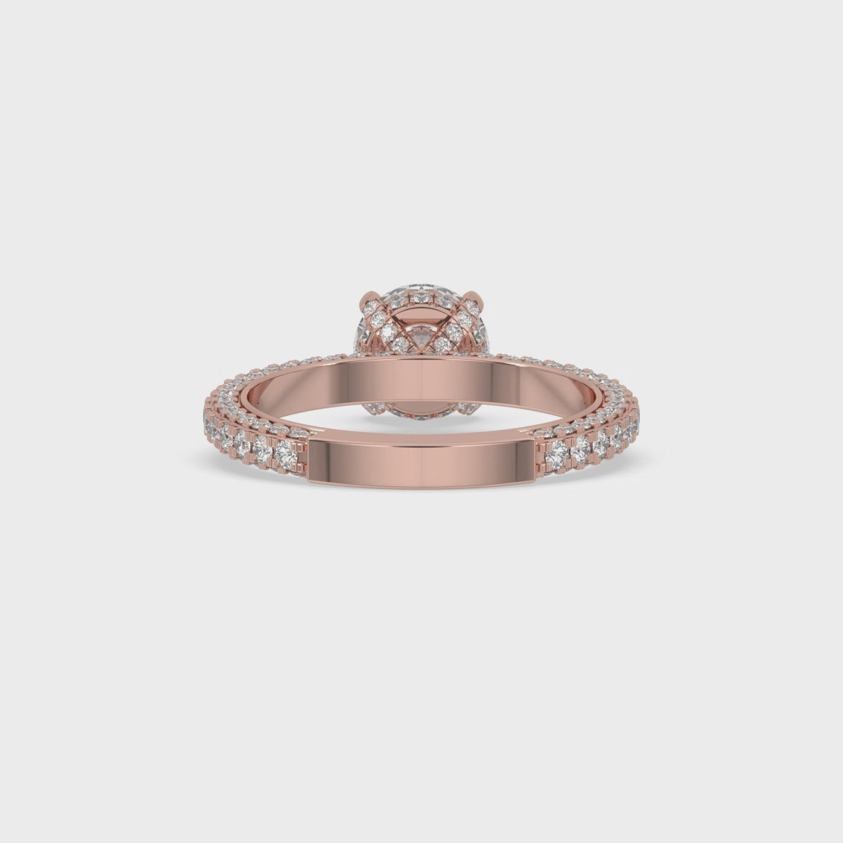 Round Cut Hidden Halo Engagement Ring with Pave Setting