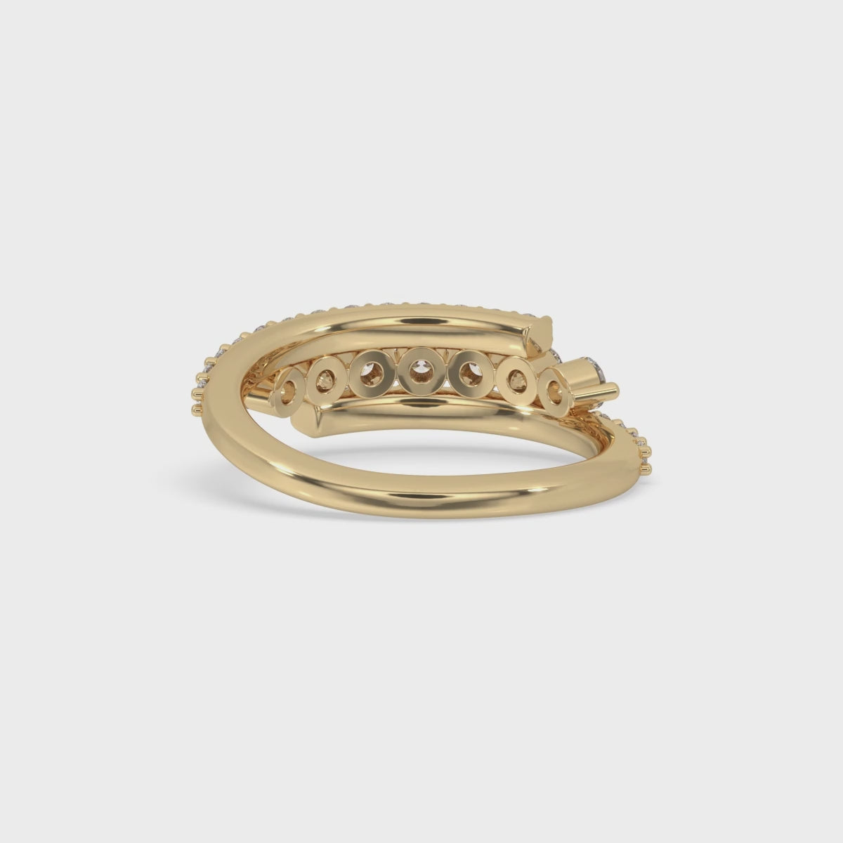 3 Row Pave Diamond Band With Bypass Setting