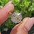 Step cut hexagon diamond ring with six claw setting
