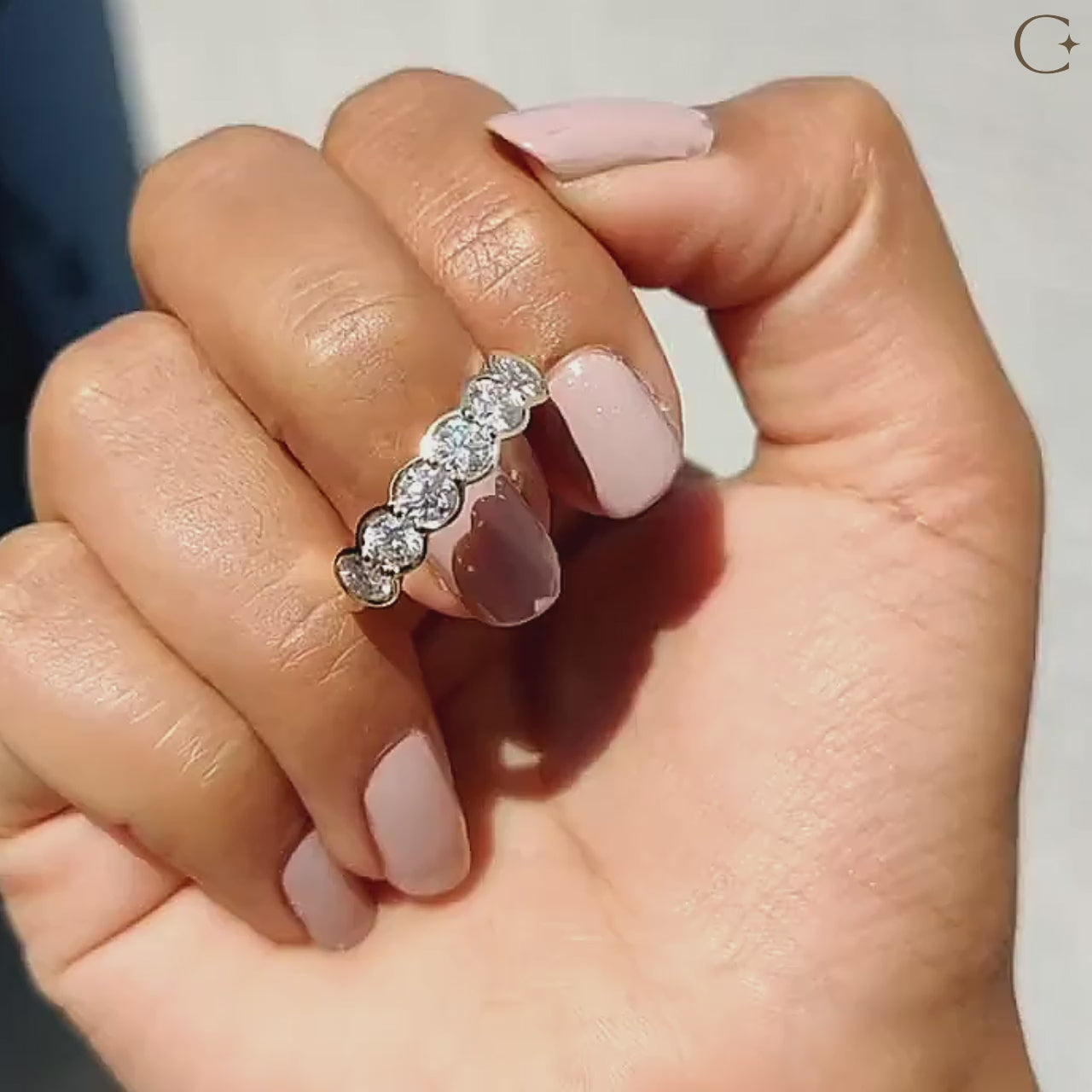 Buy moissanite band with carat diamonds in a unique handmade jewelry design.