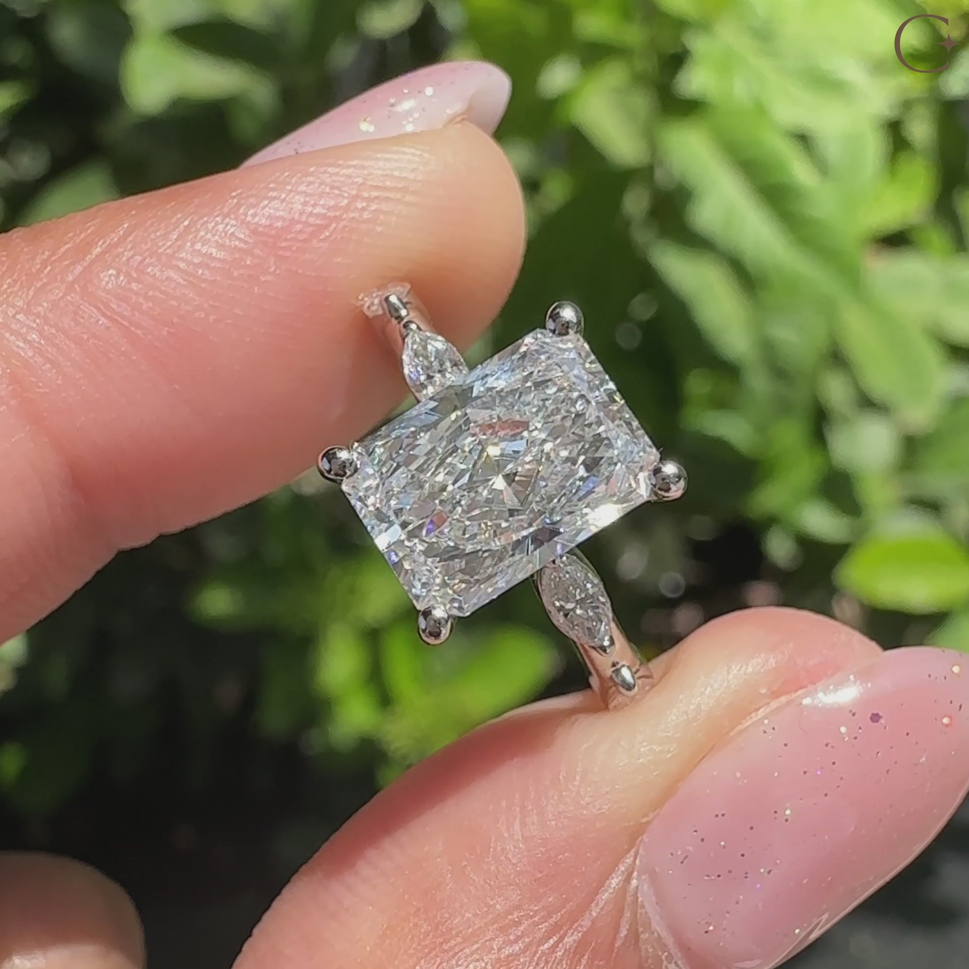 Radiant cut engagement ring with a stunning IGI certified Lab Grown Diamond.
