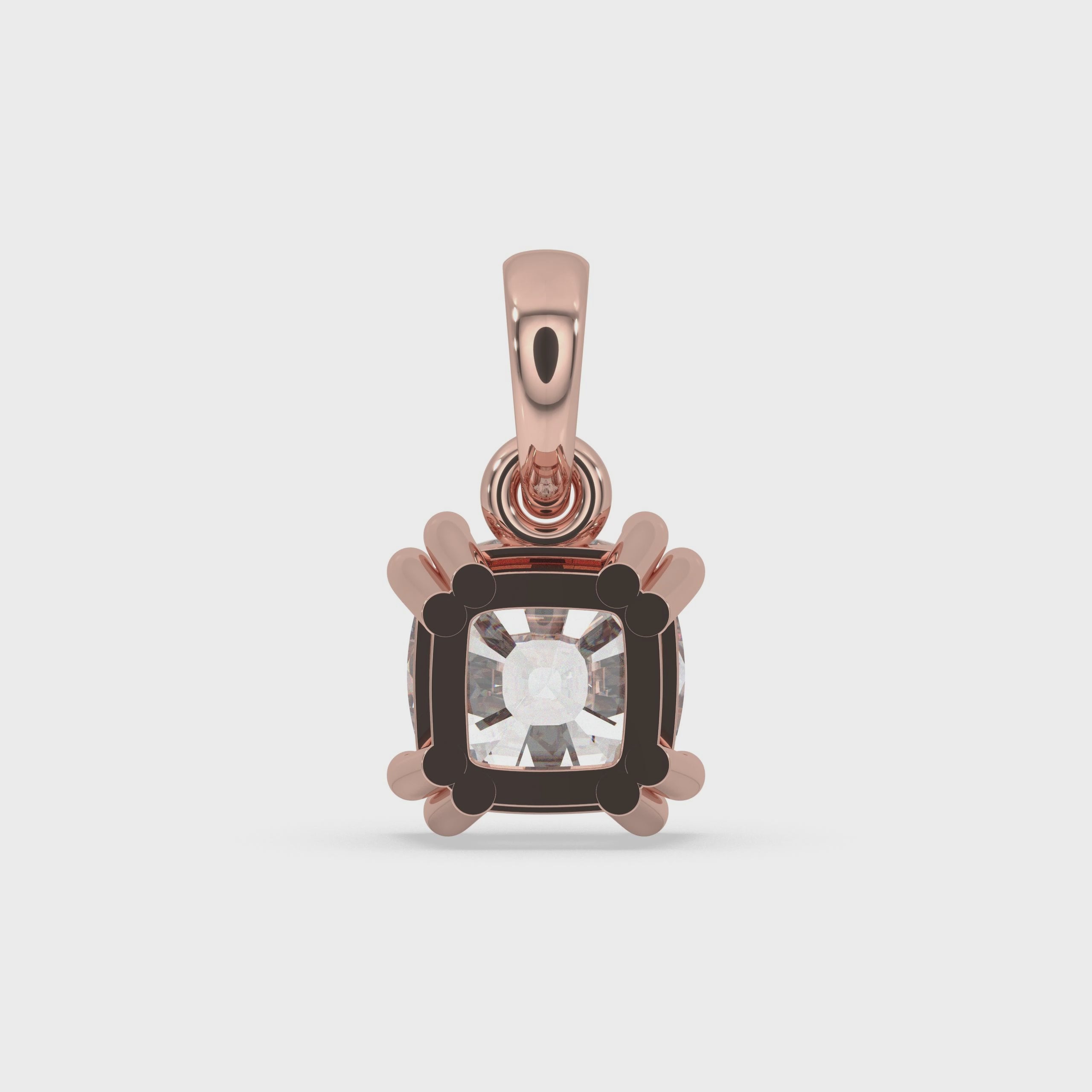 Cushion Cut Solitaire Diamond Pendant