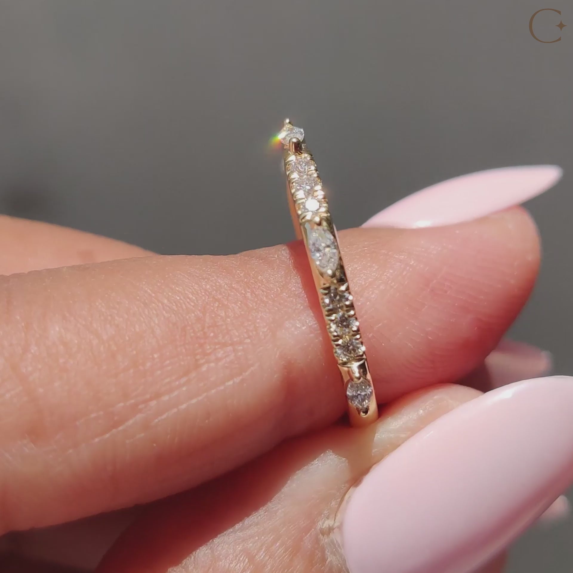 Marquise and round diamond band for a unique look.

