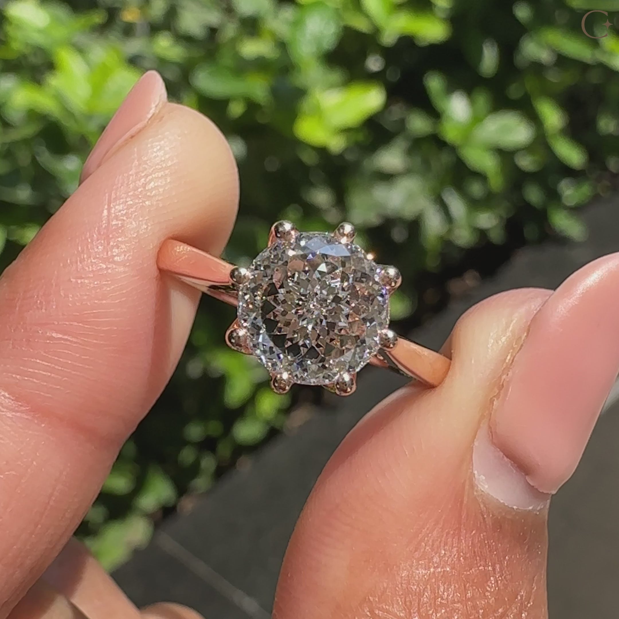 Portuguese Cut Diamond Ring In Solitaire Style