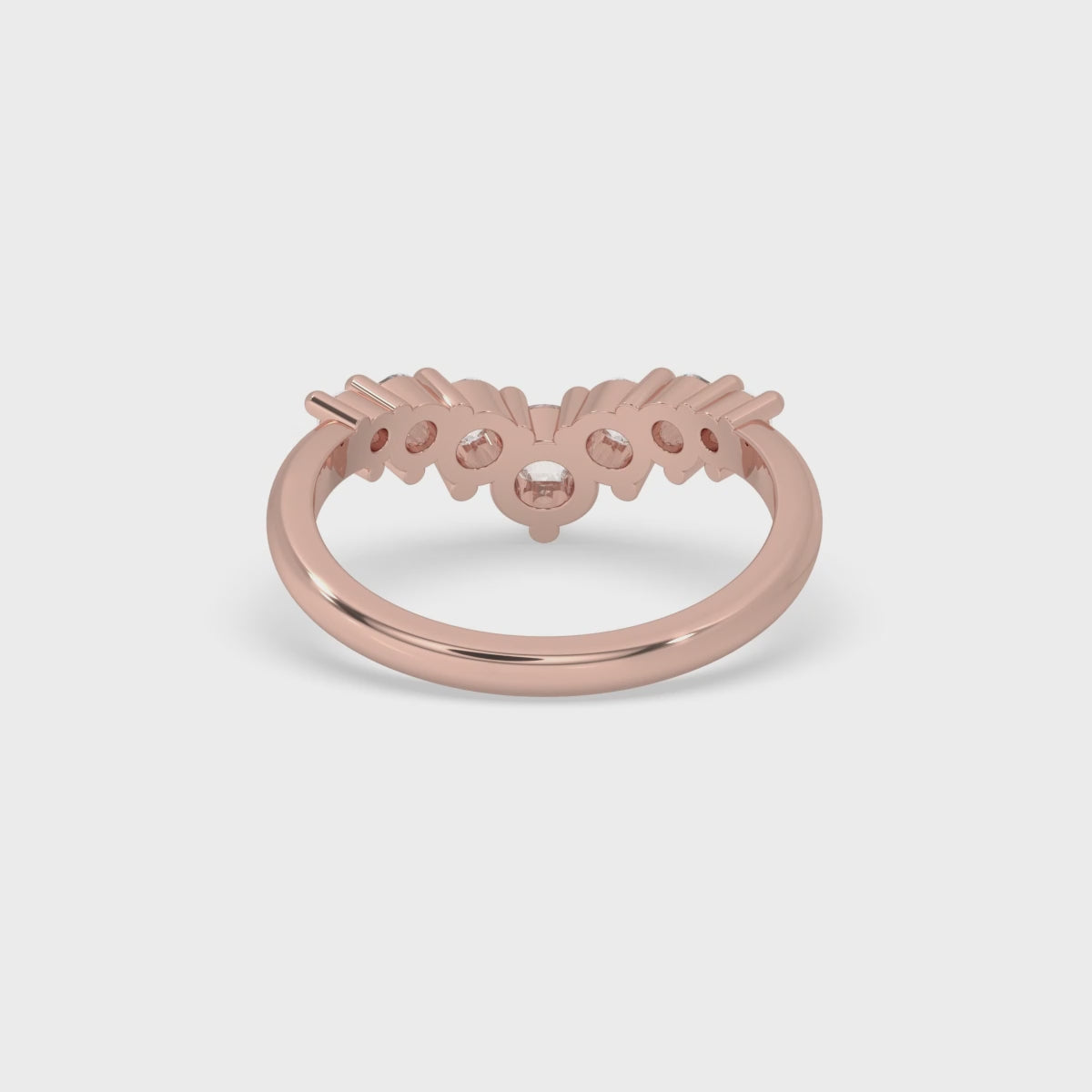 Curved Wedding Band - Round Rose Cut Diamonds