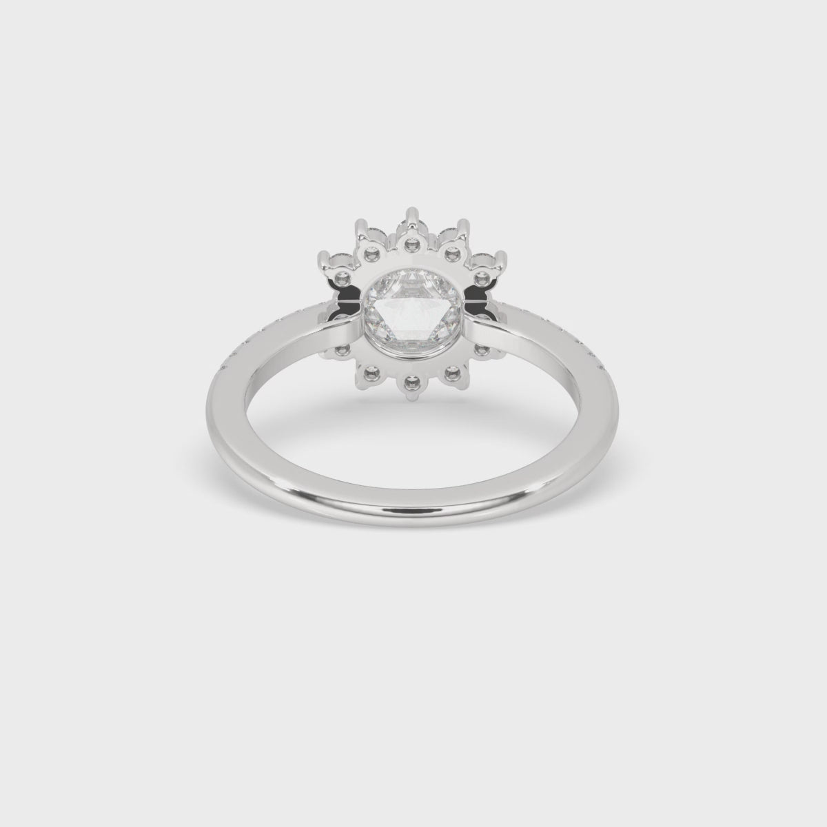 Rose Cut Engagement Ring - Halo Setting
